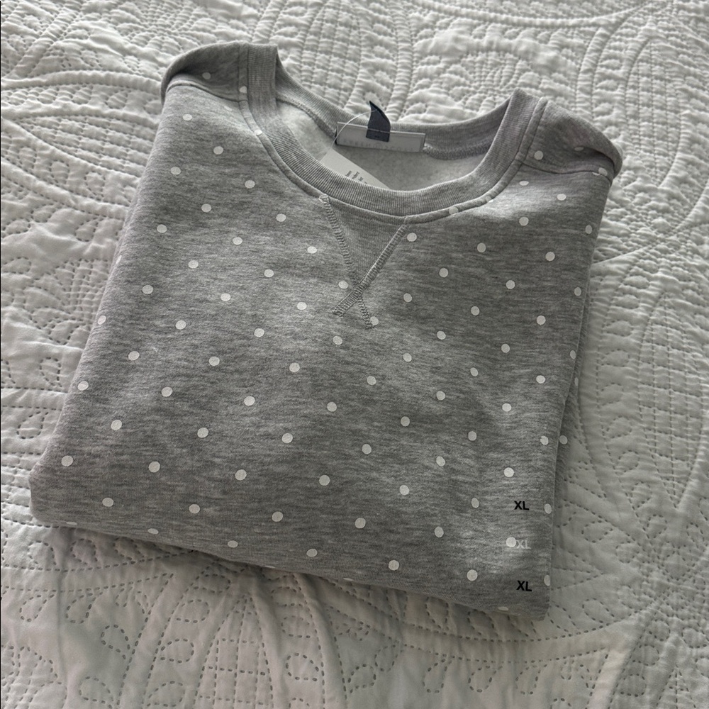Karen Scott Gray Polka Dot Crewneck Sweatshirt